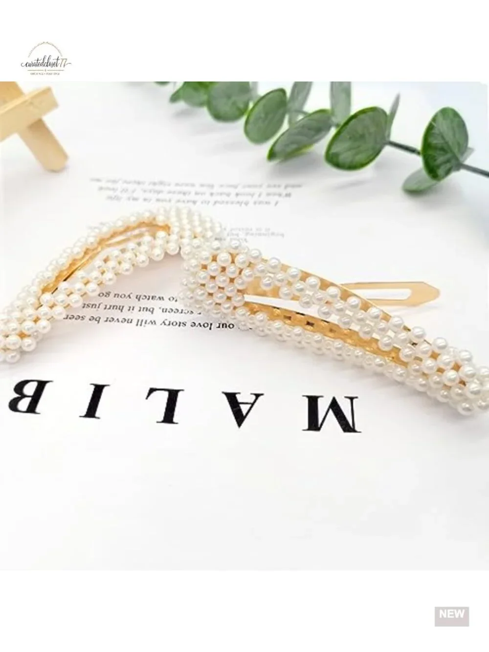 2pcs Pearl Snap Hair Clips for Women - Large Hair Barrettes for Wedding Party